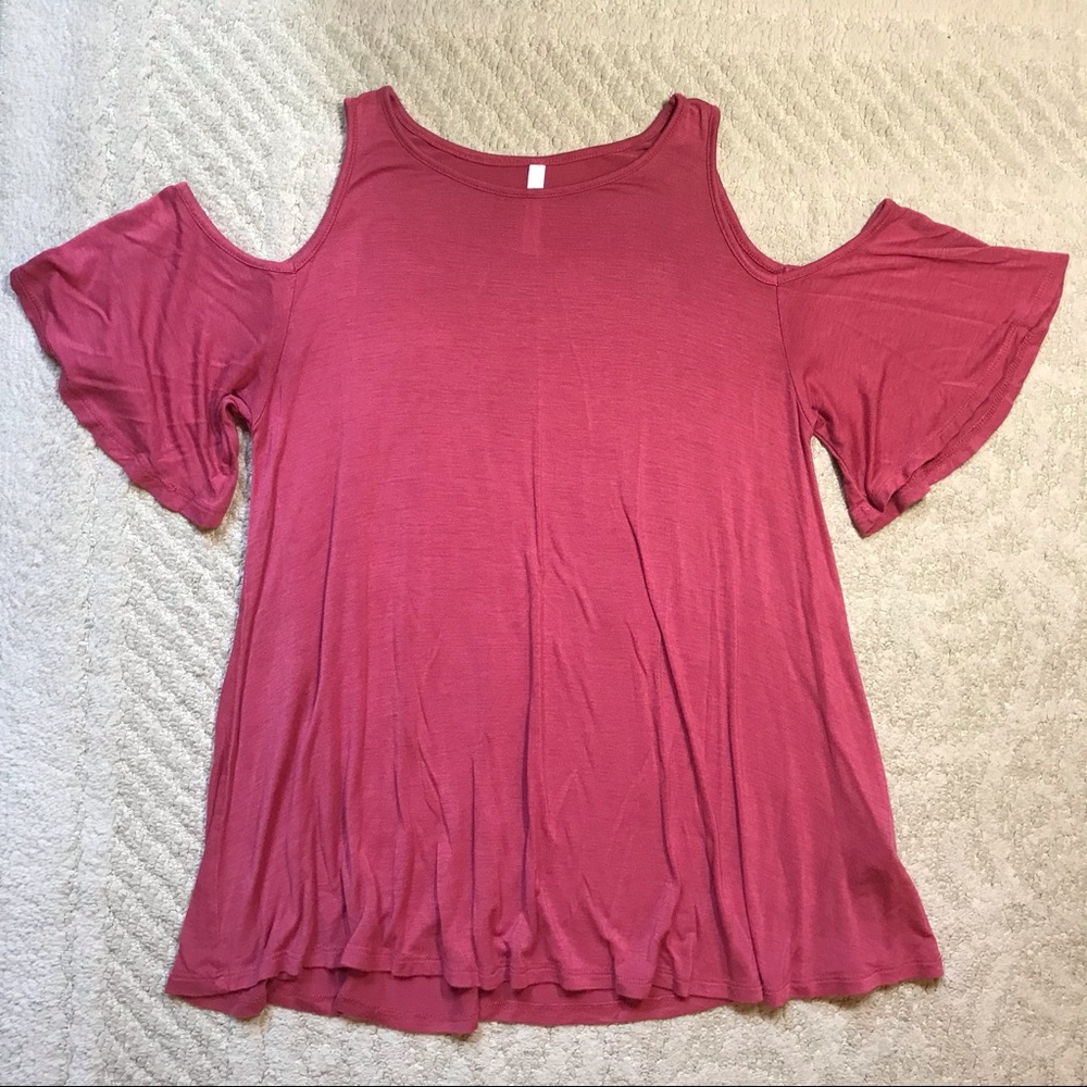 Pink Cold Shoulder Active USA Blouse
